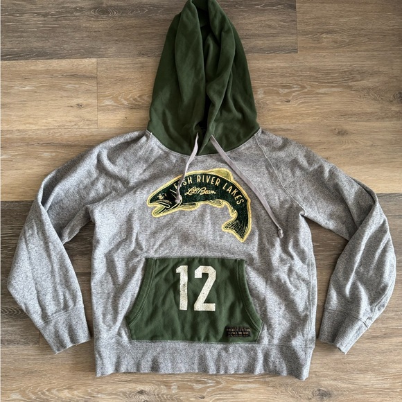 LL Bean x Todd Snyder Olive and Gray Hooded Sweater